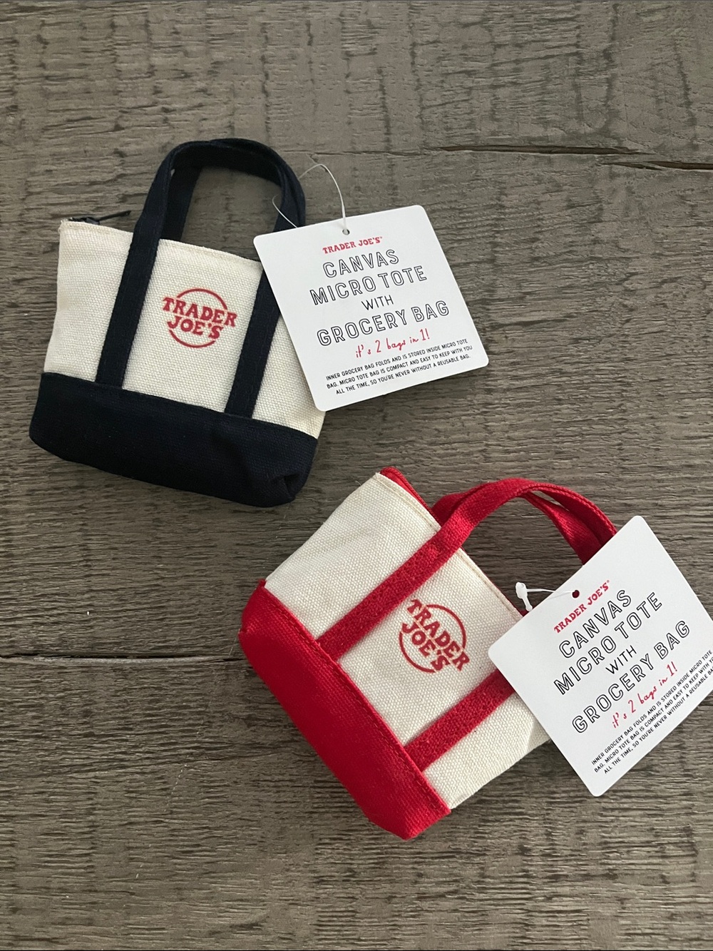 Trader Joe's Canvas Micro Totes - Lot of 2